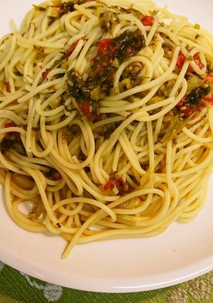 高菜とドライトマトオイル・パスタ-レシピのメイン写真
