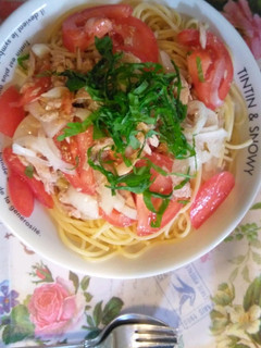 トマト&ツナ&青ジソの冷製パスタ-レシピのメイン写真
