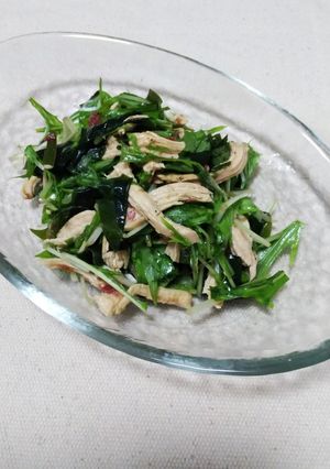 ♡農家直伝♡水菜わかめ・ささみの梅和え♫-レシピのメイン写真
