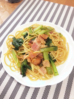 小松菜とベーコンのバターしょう油パスタ-レシピのメイン写真
