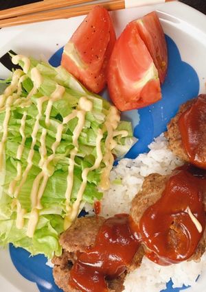 簡単◎ハンバーグでロコモコ風プレート-レシピのメイン写真