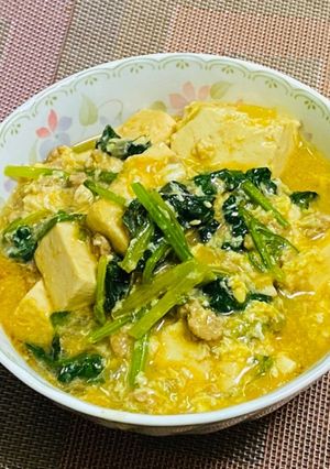 豆腐とほうれん草の中華卵とじ-レシピのメイン写真