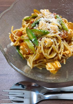 夏野菜カレーの冷製パスタ-レシピのメイン写真