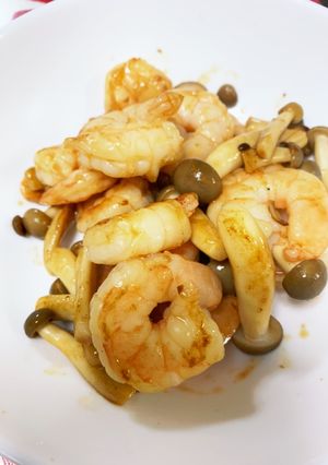 5分で完成！醤油レモンのエビしめじ炒め！-レシピのメイン写真