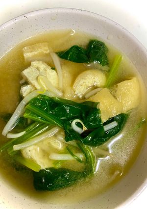 ほうれん草と油揚げのの生姜味噌汁-レシピのメイン写真