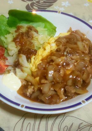 豚の生姜焼きあんかけオムライス-レシピのメイン写真