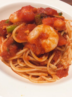 アスパラとエビのトマトソースパスタ-レシピのメイン写真