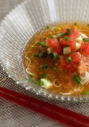 ガスパチョで♡さっぱり！夏のトマト素麺-レシピのメイン写真