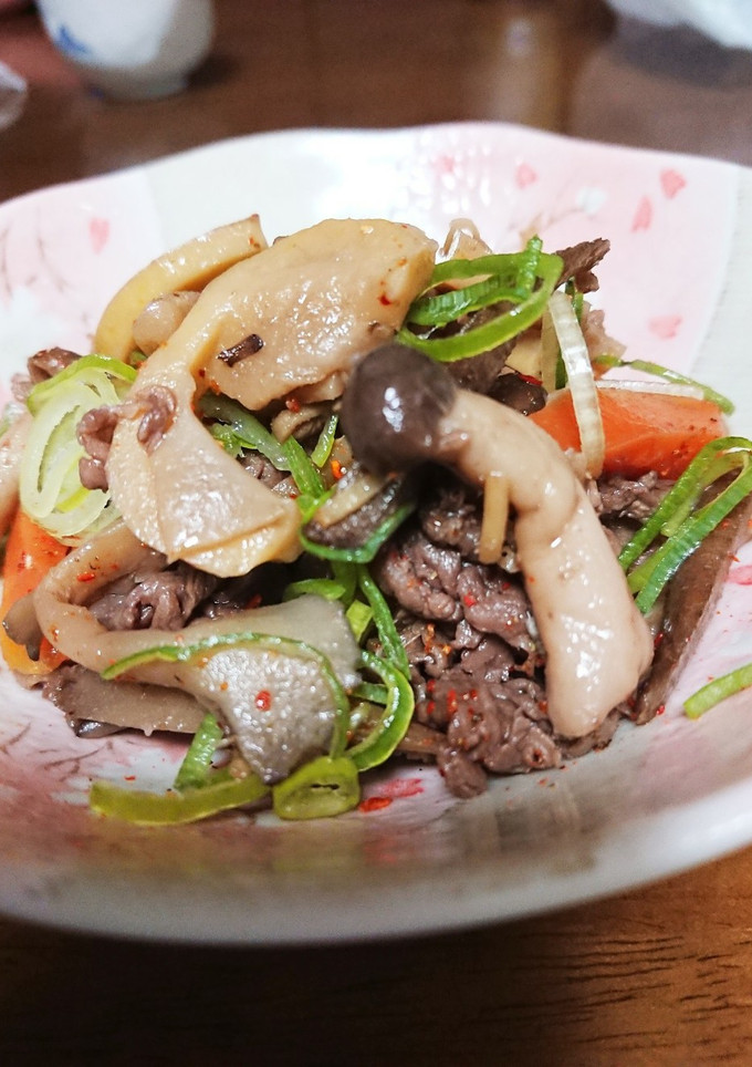 筍と牛肉とキノコのしぐれ煮風-レシピのメイン写真