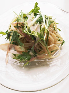 水菜とみょうがと大葉の冷製パスタ-レシピのメイン写真