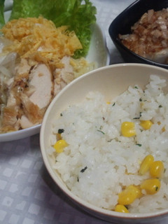 若菜とコーンの混ぜご飯-レシピのメイン写真