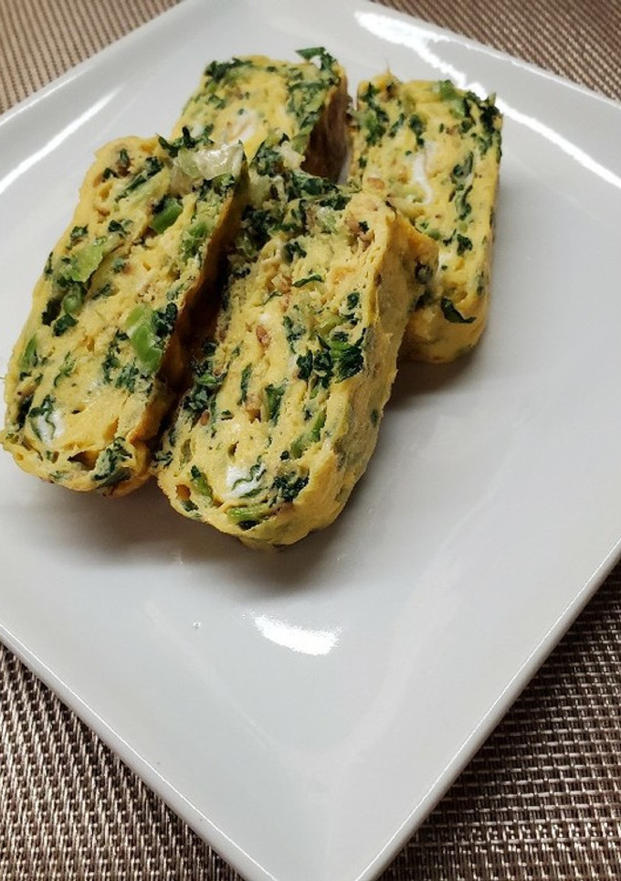 野沢菜とちりめんの卵焼き(弁当用)-レシピのメイン写真