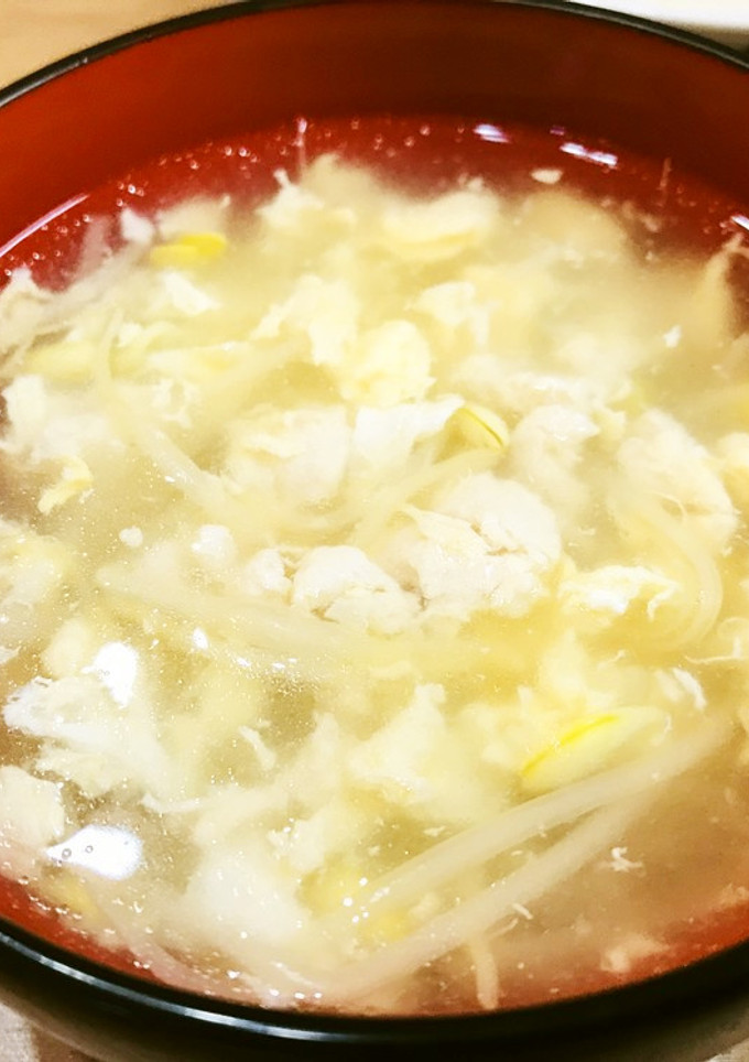 鶏ひき肉ともやしの中華風かき玉スープ-レシピのメイン写真