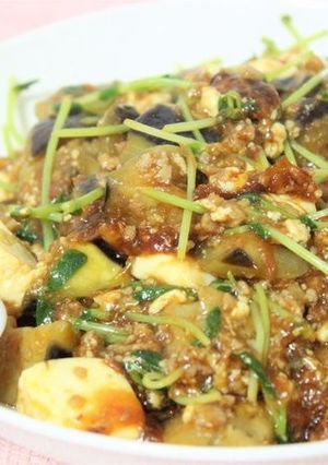 野菜たっぷり！ 豆苗＆なす入り麻婆豆腐-レシピのメイン写真
