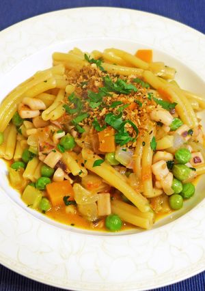 イカとグリーンピースのシチリア風パスタ-レシピのメイン写真