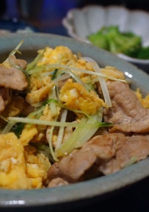 豚肉と水菜と卵の炒めもの-レシピのメイン写真