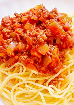 簡単 ミートソースパスタ-レシピのメイン写真
