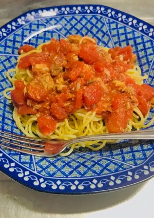トマト缶とサバ缶の簡単時短パスタ-レシピのメイン写真