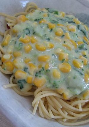 緑の野菜ポタージュで即席パスタ-レシピのメイン写真