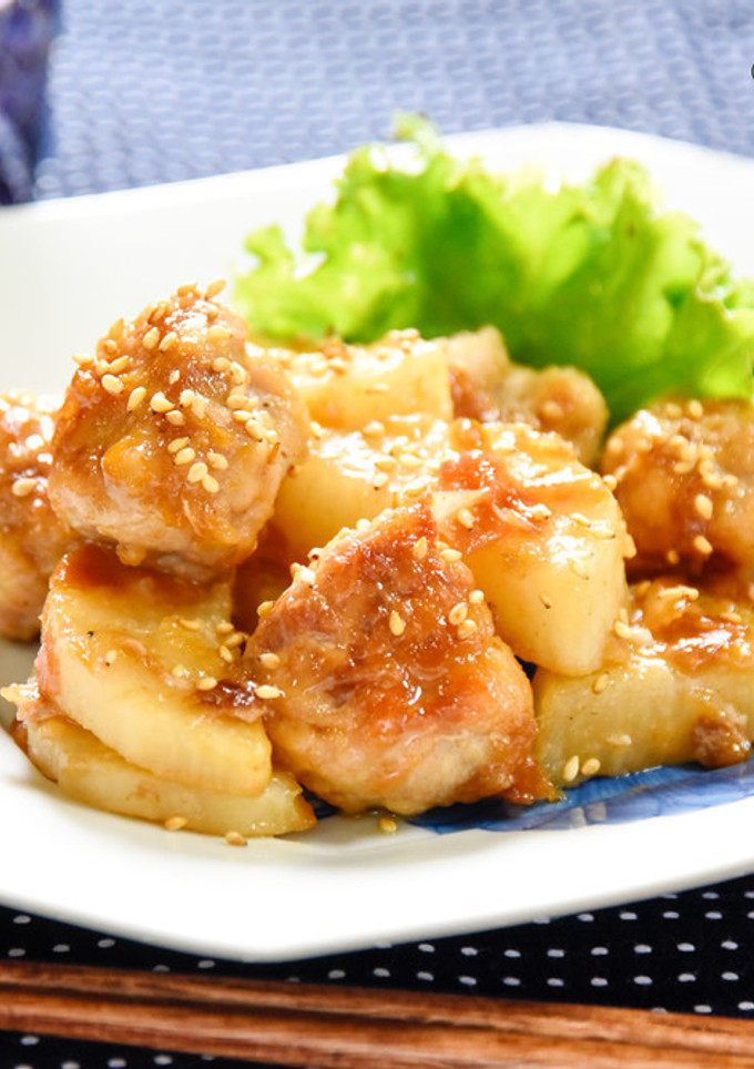 めんつゆで！豚こまと長芋の梅照り焼き-レシピのメイン写真