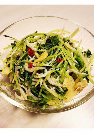 水菜としらすのペペロンチーノ風炒め-レシピのメイン写真