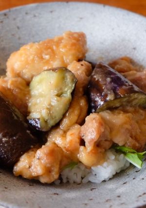 簡単♪鶏肉と茄子の甘味噌丼-レシピのメイン写真