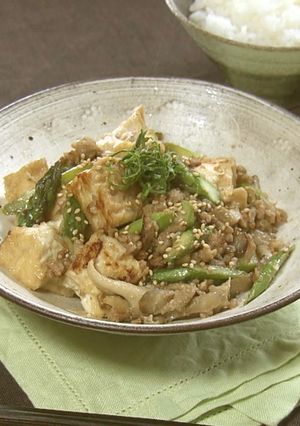 時短♪アスパラと厚揚げの肉みそ炒め-レシピのメイン写真