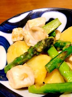 鶏肉・アスパラ・じゃがいものにんにく炒め-レシピのメイン写真