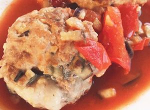 豚のこま切れ肉煮込みトマトハンバーグ-レシピのメイン写真