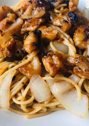 鶏皮炭火焼パスタ-レシピのメイン写真