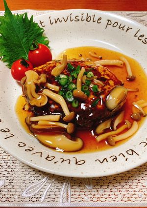 きのこあんかけ♡ひじき入り豆腐ハンバーグ-レシピのメイン写真