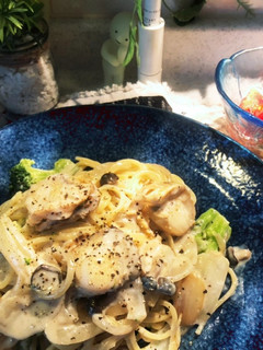 牛乳で!帆立とキノコのクリームパスタ☆-レシピのメイン写真