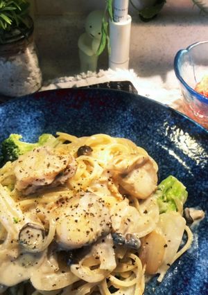 牛乳で！帆立とキノコのクリームパスタ☆-レシピのメイン写真