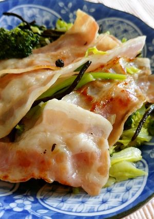 【学校給食】余り野菜でベーコンのはさみ焼-レシピのメイン写真
