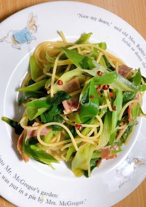 九条ねぎとベーコンの和風パスタ！-レシピのメイン写真