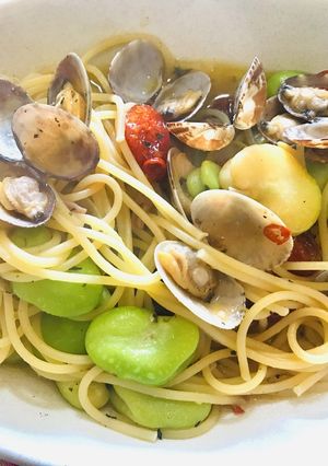 【アヒージョ残り油使用】あさり空豆パスタ-レシピのメイン写真