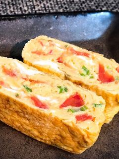 トマトとねぎの玉子焼き -レシピのメイン写真