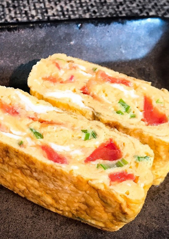 トマトとねぎの玉子焼き　-レシピのメイン写真