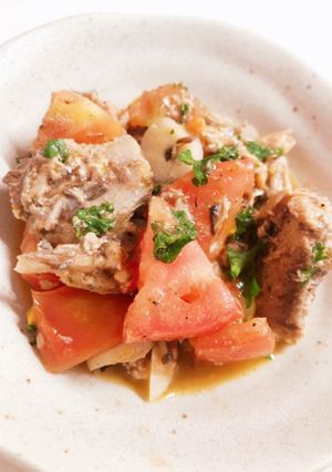 時短＊簡単＊サバ缶とトマトのにんにく炒め-レシピのメイン写真