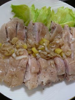 レンジで簡単☆蒸し鶏のネギソース-レシピのメイン写真