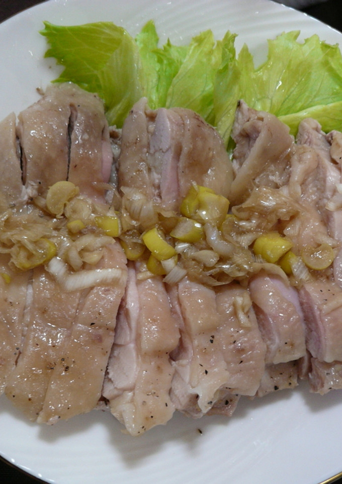 レンジで簡単☆蒸し鶏のネギソース-レシピのメイン写真