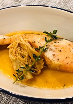 レンジで簡単♡鮭のレモン醤油バター蒸し-レシピのメイン写真