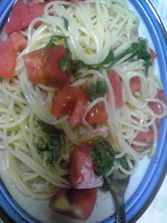トマトとシソに昆布茶で冷製パスタだよ~。-レシピのメイン写真