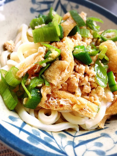 ひき肉と油揚げとオクラのぶっかけうどん-レシピのメイン写真