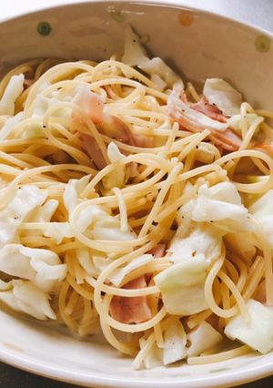 キャベツとベーコンの簡単クリームパスタ-レシピのメイン写真