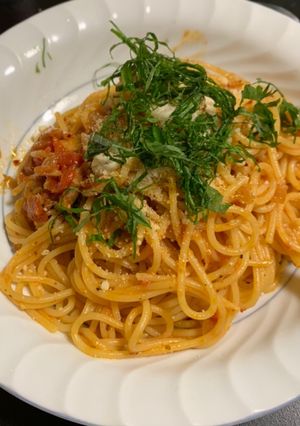 花椒辣醬とトマト缶と大葉のパスタ-レシピのメイン写真