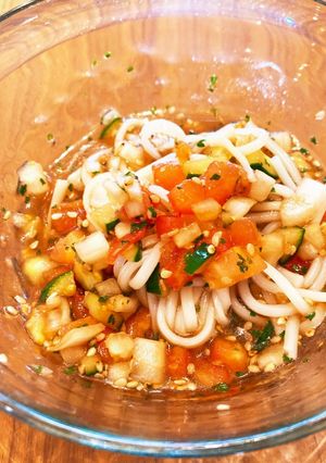 野菜たっぷり我が家のソーメン付けつゆ-レシピのメイン写真