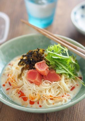 3分で簡単。博多風豆乳そうめん-レシピのメイン写真
