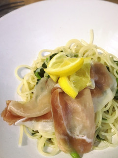 生ハムと春菊のパスタ-レシピのメイン写真