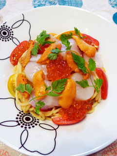 ウニと帆立の冷製パスタ-レシピのメイン写真